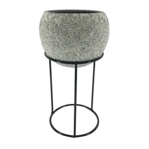 Cachepot de cerâmica com suporte de metal 30cm