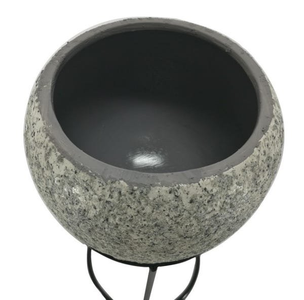 Cachepot de cerâmica com suporte de metal 30cm - 2