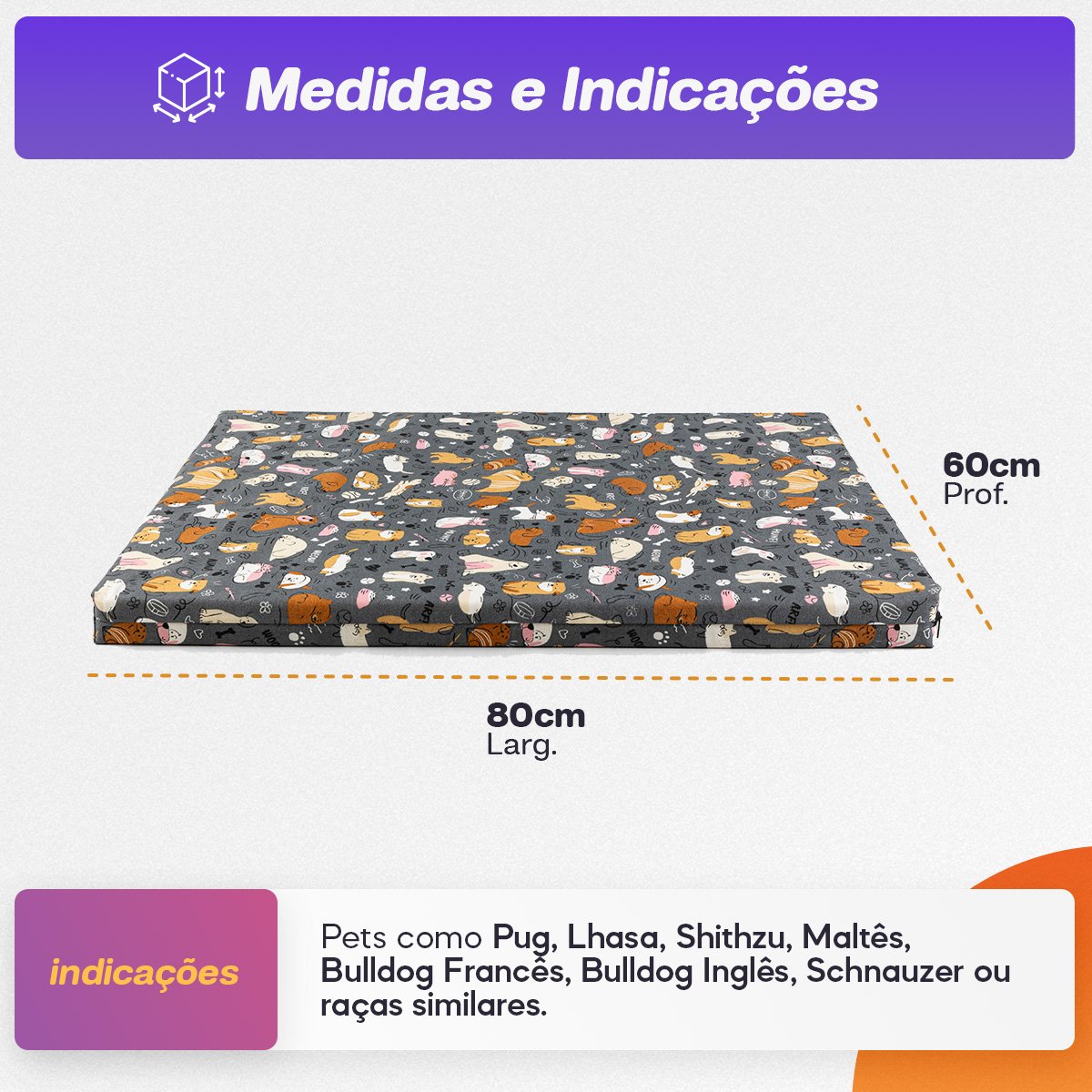 Colchonete para Cachorro Impermeável Caminha Pet com Zíper 80x60 Aumigos Fendi - 4