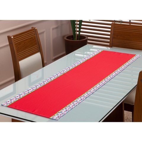 Caminho de Mesa Trilho Retangular Estampado 1,40 X 0,45 4 /6 Lugares Cozinha Sala Jantar Melância