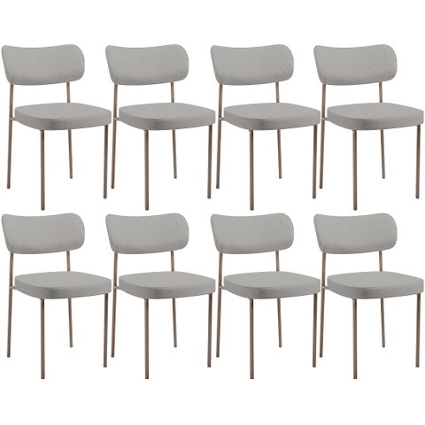 Kit 08 Cadeiras Estofadas para Sala de Jantar Melina Base Arena L02 Linho Cinza - Lyam Decor