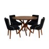 Conjunto com Mesa de Jantar / 4 Cadeiras Asterisco - Castanho/Preto - 1