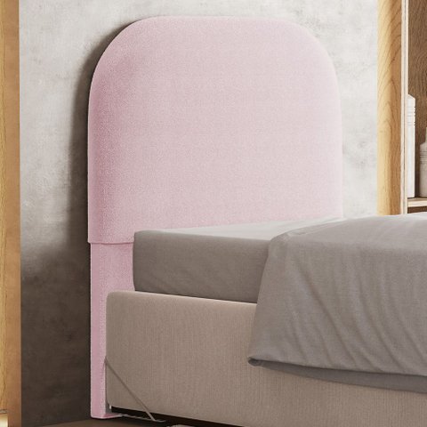 Cabeceira Cama Box 100cm Orgânica Lanna W01 Bouclê Rosê - Lyam Decor