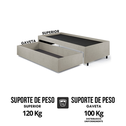 Base Box Cama Solteiro com Gaveta Sapateira 88x188cm Courino - 9