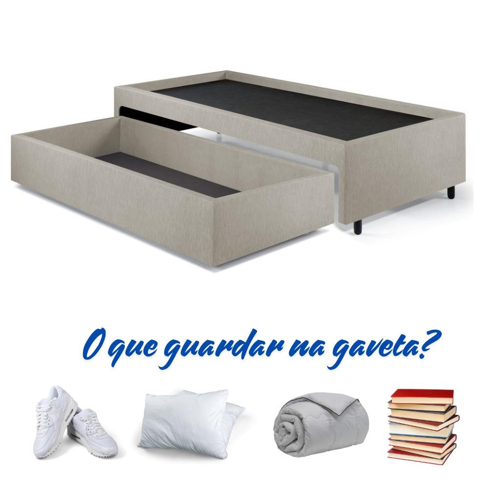 Box Solteiro com Gaveta 88x188 Cm, Medida Externa 99x199x38 Cm, Revestida em courino Linho - 9