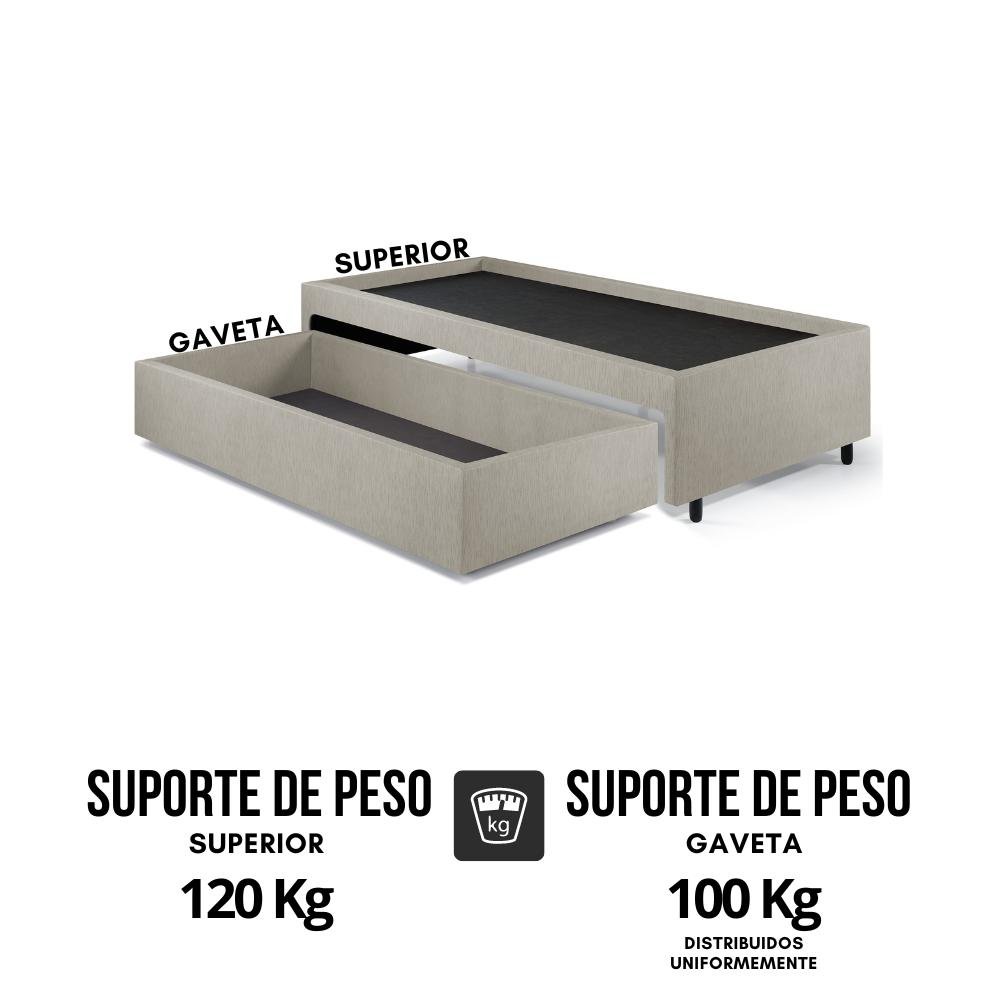 Box Solteiro com Gaveta 88x188 Cm, Medida Externa 99x199x38 Cm, Revestida em courino Linho - 7