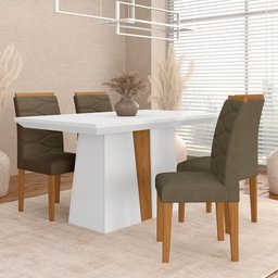 Mesa com 4 Cadeiras Nepal 1,36 Branco/cinam/capucci - Móveis Arapongas Branco/cinamomo/capuccino - 2