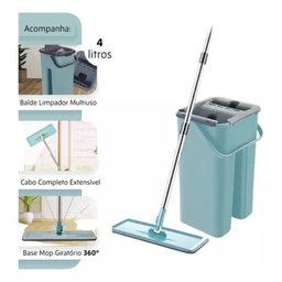 Rodo Flat Mop e Balde Lava e Seca Profissional com 2 Refil - 7