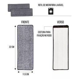 Rodo Flat Mop e Balde Lava e Seca Profissional com 2 Refil - 6