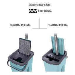 Rodo Flat Mop e Balde Lava e Seca Profissional com 2 Refil - 5