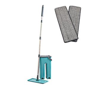 Rodo Flat Mop e Balde Lava e Seca Profissional com 2 Refil