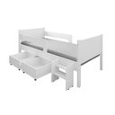 Ver imagem 1 de Kit Quarto Infantil Cama Luna Plus 2 Baús e Escada + Guarda-Roupa Paris 4 Portas 2 Gavetas - Branco