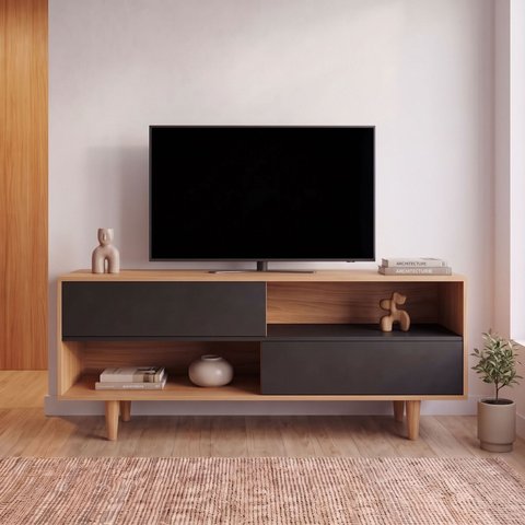 Rack para TV até 60 Polegadas Nara 100% MDF 2 Portas Pés Palito