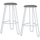 Ver imagem 1 de Kit 02 Banquetas Baixa Bar Cozinha Sala de Jantar Áris C01 Branco Courino Cinza - Lyam Decor