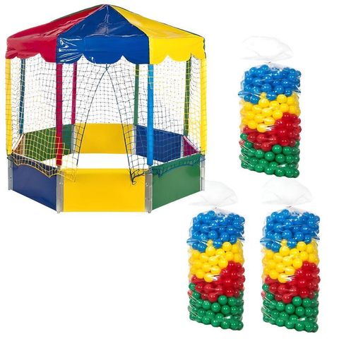 Kit Infantil Piscina de Bolinhas 2,00m Oitavada Octogonal + 1500 Unidades Bolinhas Coloridas