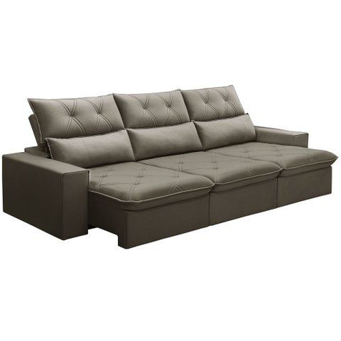 Sofá Retrátil Reclinável para Sala 4 Lugares 290cm Aires F04 Veludo Marrom Claro - Lyam Decor