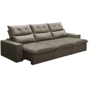 Ver imagem 1 de Sofá Retrátil Reclinável para Sala 4 Lugares 290cm Aires F04 Veludo Marrom Claro - Lyam Decor
