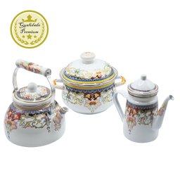 Bule Esmaltado Mehndi Indiano Elegance Branco 1,2L Aço - Wp Connect - 5