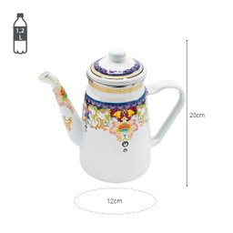 Bule Esmaltado Mehndi Indiano Elegance Branco 1,2L Aço - Wp Connect - 4