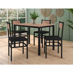 CONJUNTO MESA C/ 4 CADEIRAS CURITIBA, MESA L110CM X P68CM X A76CM, EM AÇO, PINTURA BP FOSCA. - 2