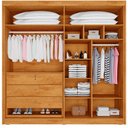 Ver imagem 3 de Guarda Roupa Solteiro 100% MDF 4 Portas 3 Gavetas Aurora - Móveis Europa - Peroba