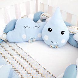 Enxoval de Bebê Trança Azul Menino 11 Peças com Saia do Berço Padrão Americano - 3