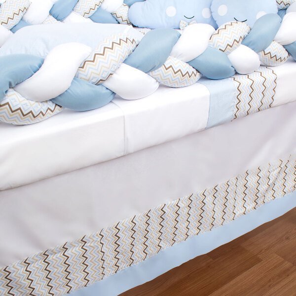 Enxoval de Bebê Trança Azul Menino 11 Peças com Saia do Berço Padrão Americano - 7