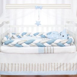 Enxoval de Bebê Trança Azul Menino 11 Peças com Saia do Berço Padrão Americano - 2