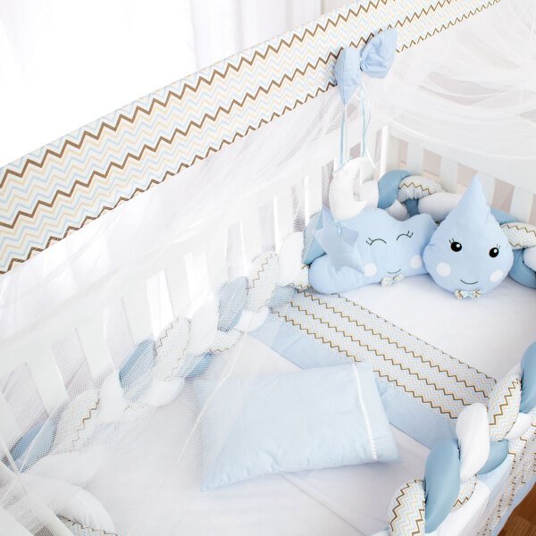 Enxoval de Bebê Trança Azul Menino 11 Peças com Saia do Berço Padrão Americano - 6