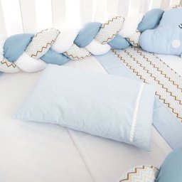 Enxoval de Bebê Trança Azul Menino 11 Peças com Saia do Berço Padrão Americano - 4
