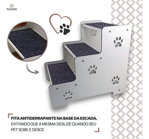 Escada para Cachorro Rampa Pet Anti Derrapante Três Degraus - 6