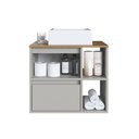 Ver imagem 6 de Gabinete de Banheiro Suspenso 60cm com 2 Nichos 1 Porta Basculante e 1 Gaveta Bh8005 Mel/arenas com