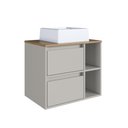 Ver imagem 1 de Gabinete de Banheiro Suspenso 60cm com 2 Nichos 1 Porta Basculante e 1 Gaveta Bh8005 Mel/arenas com