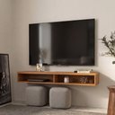 Ver imagem 1 de Rack Suspenso Nicho Slim 110 cm TV até 43 Polegadas para Sala Quarto Bancada Funcional