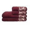 Jogo 4 Toalhas Banho E Rosto Luxo Marrocos Felpa Grossa Vinho - 1