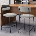 Ver imagem 2 de Kit 03 Banquetas Baixa Bar Cozinha Sala Jantar Preto Elira L02 Couríssimo Preto Linho Cinza - Lyam