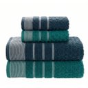 Ver imagem 1 de Jogo de Toalha Fio Penteado Treviso Home Design 450g Corttex Cor: Turquesa / Azul Marinho