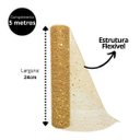 Ver imagem 3 de Kit 2 Telas Decorativa Fita Natal Malha Dourado Lantejoulas Brilho Luxo 24cm x 5 Metros – Magizi