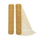 Ver imagem 1 de Kit 2 Telas Decorativa Fita Natal Malha Dourado Lantejoulas Brilho Luxo 24cm x 5 Metros – Magizi