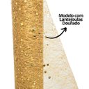 Ver imagem 6 de Kit 2 Telas Decorativa Fita Natal Malha Dourado Lantejoulas Brilho Luxo 24cm x 5 Metros – Magizi