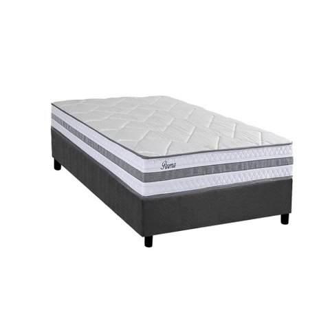 Conjunto Box Solteiro: Colchão Molas Herval Ensacadas Parma + Base Crc Suede Gray (88x188)