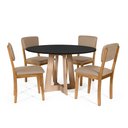 Ver imagem 1 de Mesa de Jantar Redonda Montreal Pret/jade com 4 Cadeiras Estofadas Ella Marrom Claro