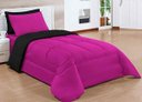 Ver imagem 1 de Kit Edredom Dupla Face Ternura Solteiro Preto Pink com 4 peças 150 fios