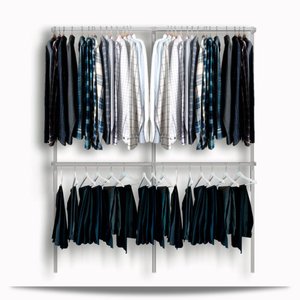 Arara cabideiro aramado trilho parede closet loja suspenso Br 1,90 m