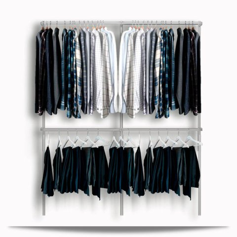 Arara cabideiro aramado trilho parede closet loja suspenso Br 1,90 m