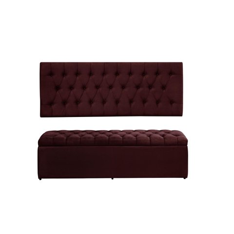 Kit Calçadeira e Painel Imperatriz 120 cm Suede Bordô