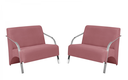 Ver imagem 1 de Kit 2 Poltronas Namoradeira 2 Lugares Vênus Braço Alumínio D Salla Suede Rosa