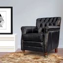 Ver imagem 6 de Poltrona Decorativa Sala de Estar Níger Pés Príncipe Couro Preto - Gran Belo