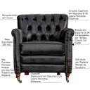 Ver imagem 2 de Poltrona Decorativa Sala de Estar Níger Pés Príncipe Couro Preto - Gran Belo