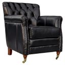 Ver imagem 1 de Poltrona Decorativa Sala de Estar Níger Pés Príncipe Couro Preto - Gran Belo
